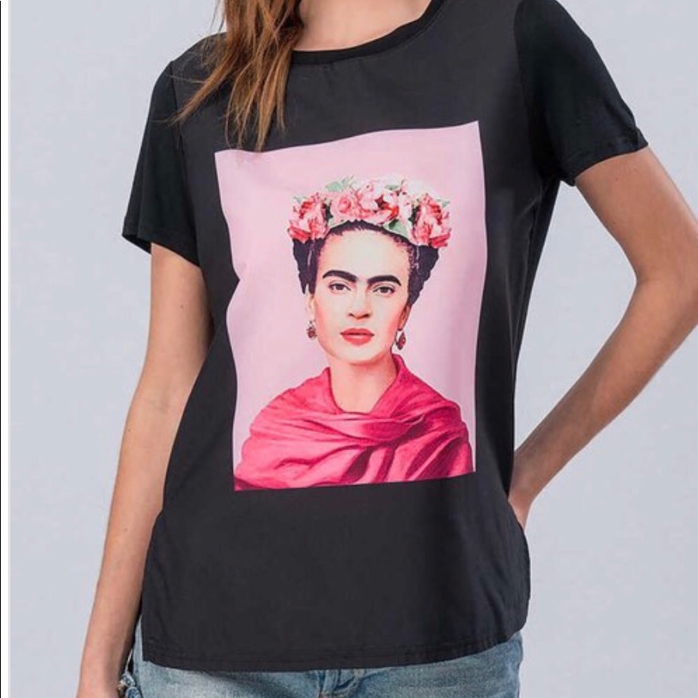 Frida Kahlo Print Short Sleeve Top